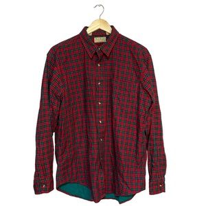 Vintage LL Bean Men's XL Button Down Flannel Red Green Made in USA Shirt